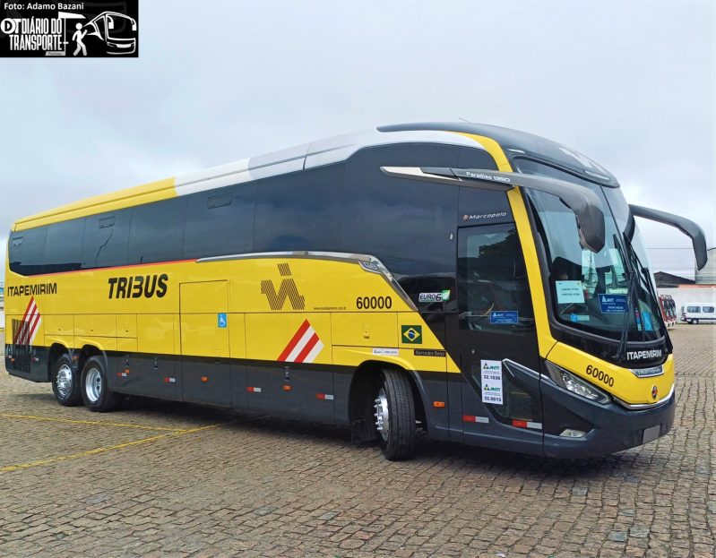  Ônibus Marcopolo 68 - 1350 prefixo 60.000 em homenagem ao TRIBUS