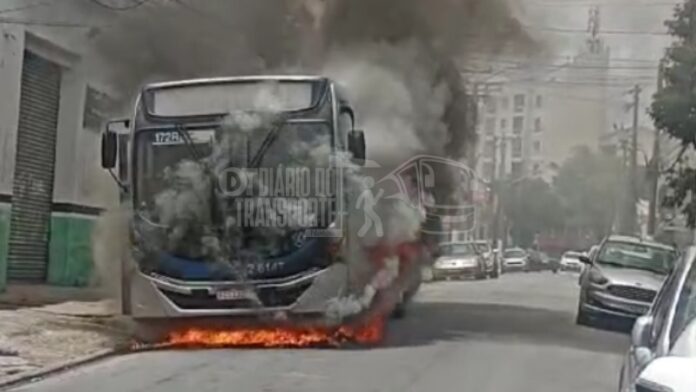 Ônibus da Norte Buss é consumido pelo fogo na Zona Leste de São Paulo neste domingo (26)
