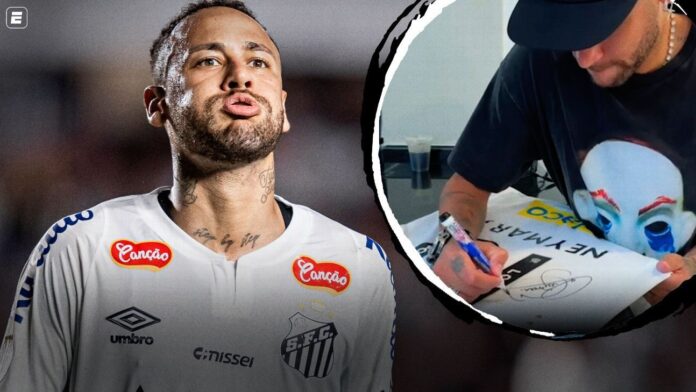 Camisa usada por Neymar em reestreia pelo Santos vai a leilão