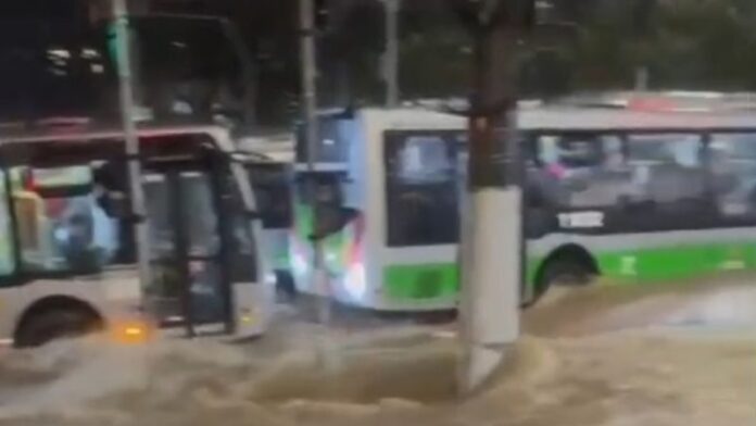 Imagens mostram impactos no sistema de ônibus de São Paulo durante chuva de verão da noite desta terça-feira (18)