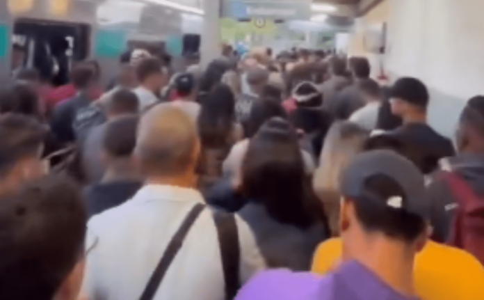Linha 8-Diamante tem circulação prejudicada por queda de árvore. ViaMobilidade não informou nos canais oficiais. Passageiros nos trilhos