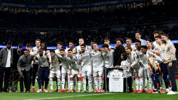 Marcelo é homenageado antes de Real Madrid x Atlético de Madrid