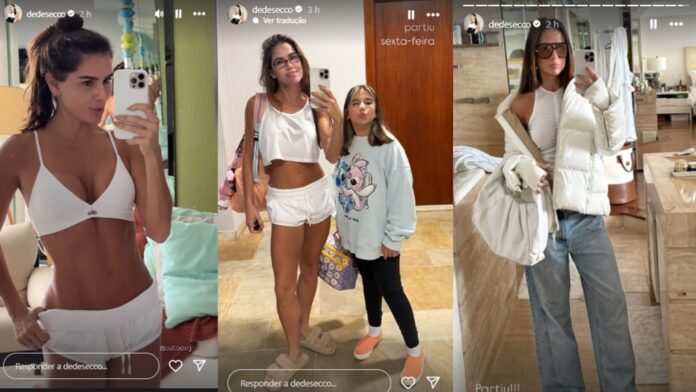 Deborah Secco mostra barriga trincada após treino com microshort: ‘Sextamos como?’