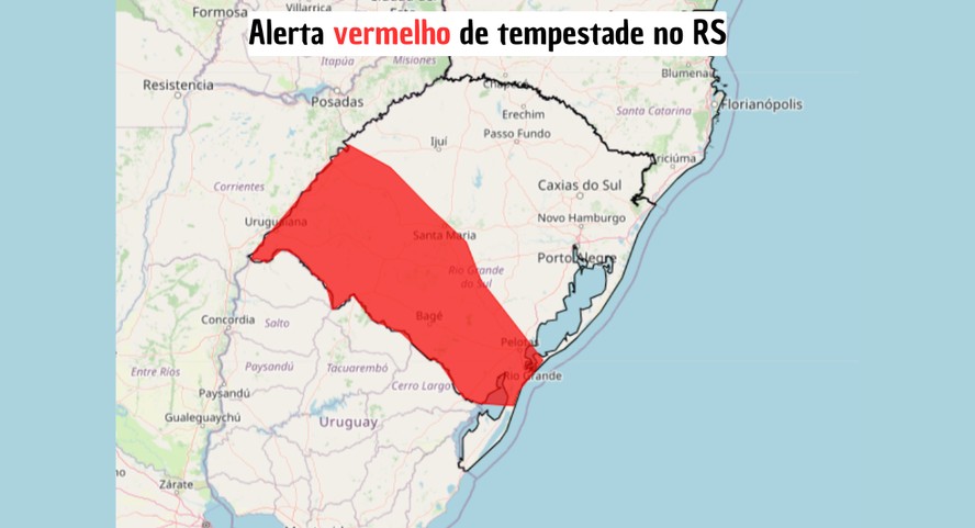 Alerta vermelho de tempestade no RS