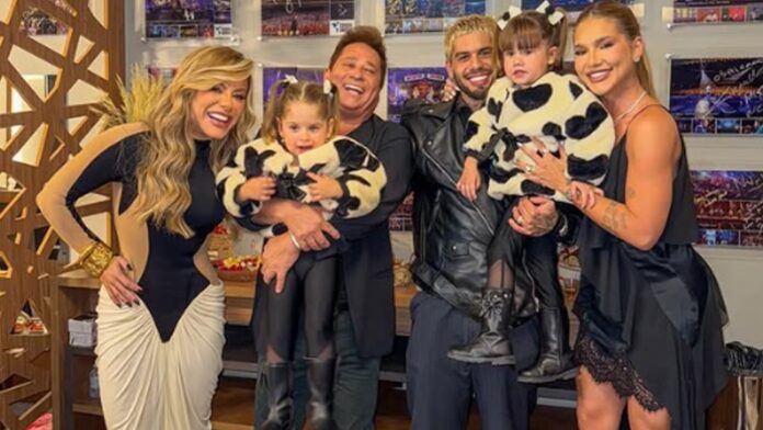Virginia e família vão a lançamento de Leonardo: ‘Uma História Sem Fim’