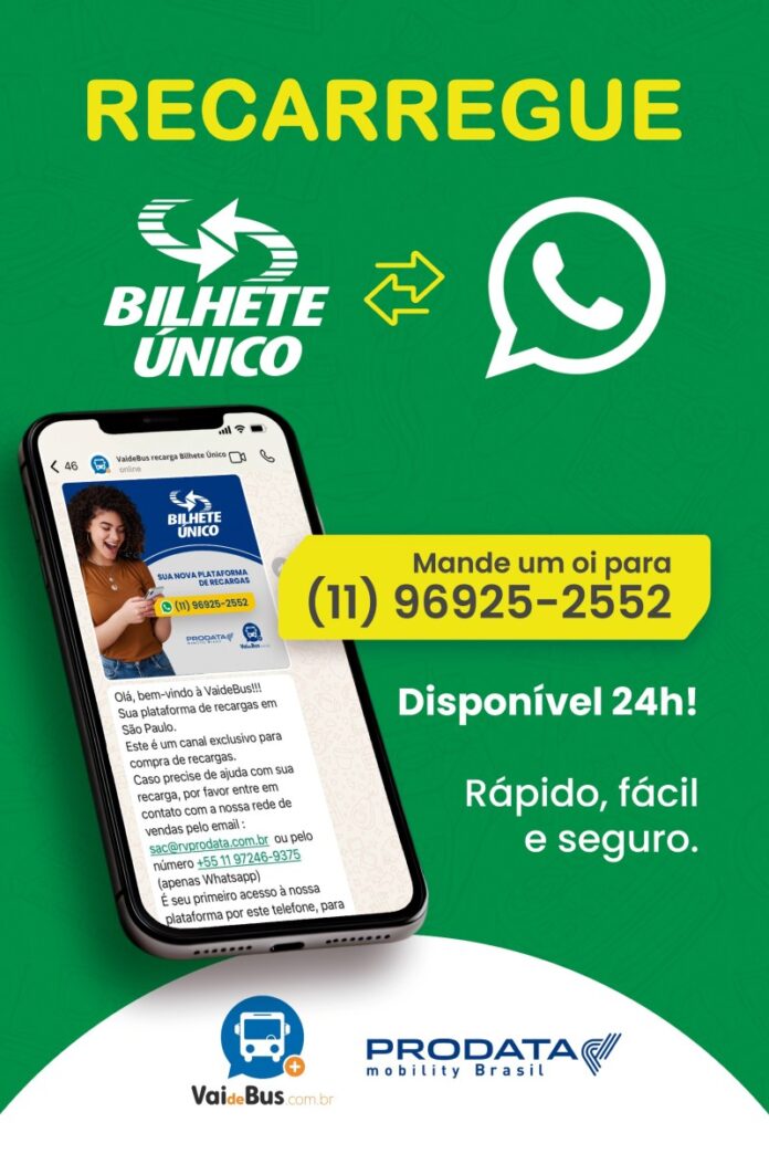 São Paulo ganha nova experiência de compras de créditos para Bilhete Único pelo WhatsApp com pagamento via PIX