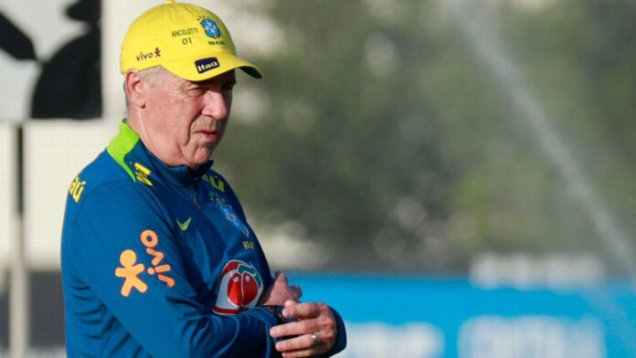 Ancelotti comanda penúltimo treino da seleção para jogo contra o Paraguai