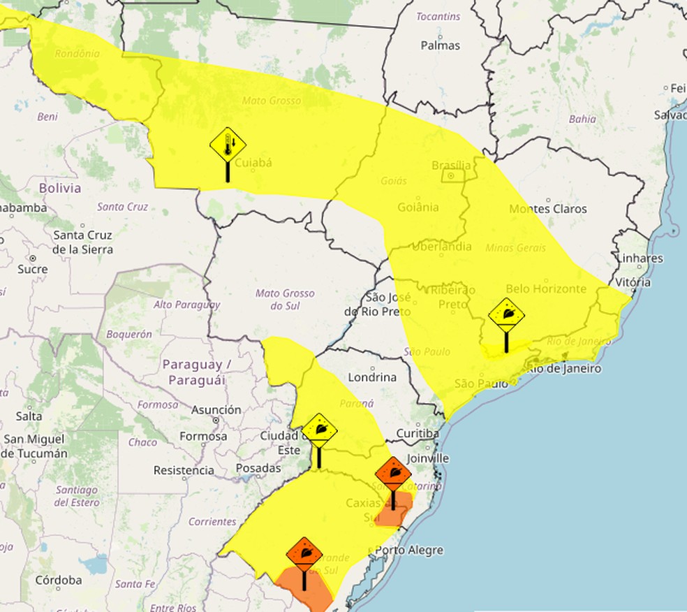 Inmet emitiu alertas para geadas e temperaturas baixas — Foto: Inmet