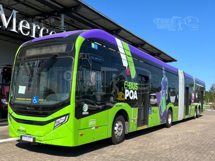 Porto Alegre (RS) começa a testar ônibus elétrico articulado Eletra, com chassi Mercedez-Benz e carroceria Caio, a partir desta quarta-feira (04)