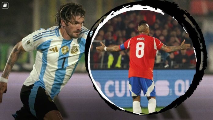 Vidal faz duelo à parte com De Paul em Chile x Argentina