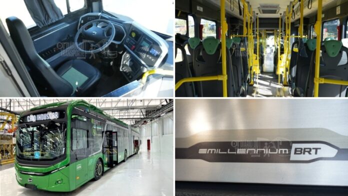 Caio divulga com exclusividade ao Diário do Transporte mais imagens internas do novo eMillennium BRT, o ônibus superarticulado elétrico dos futuros corredores verdes de São Paulo