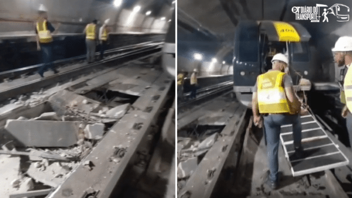 Linha 4-Amarela continua com problemas nesta quarta (10), após descarrilamento que danificou trilhos