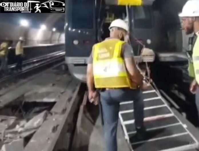 Linha 4-Amarela terá trabalhos na madrugada para tentar livrar via onde ocorreu descarrilamento nesta terça-feira (09)