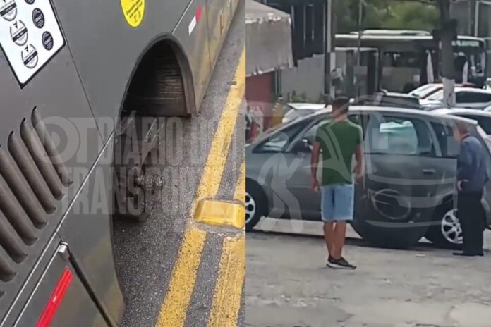 Roda se desprende de ônibus da Movebuss na zona Leste de São Paulo (SP) e atinge carro neste sábado (13)