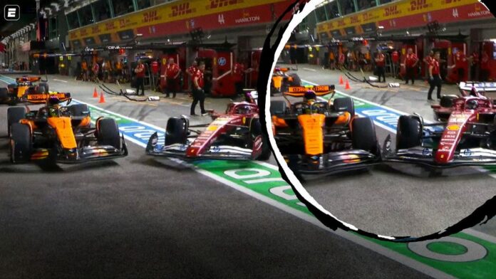 Treino livre da F1 em Singapura tem 'barbeiragem' e batida bizarra entre Ferrari e McLaren nos boxes