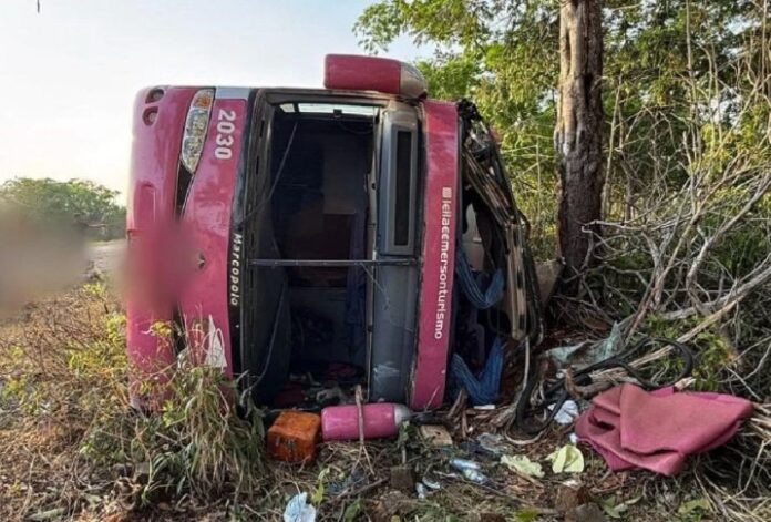 Ônibus com 46 passageiros tomba e deixa feridos na BR-230, no norte do Tocantins neste sábado (8) 