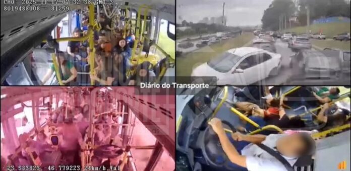 Ônibus da Transpass atinge diversos veículos e colisões na Rodovia Raposo Tavares deixam feridos nesta segunda-feira (17)