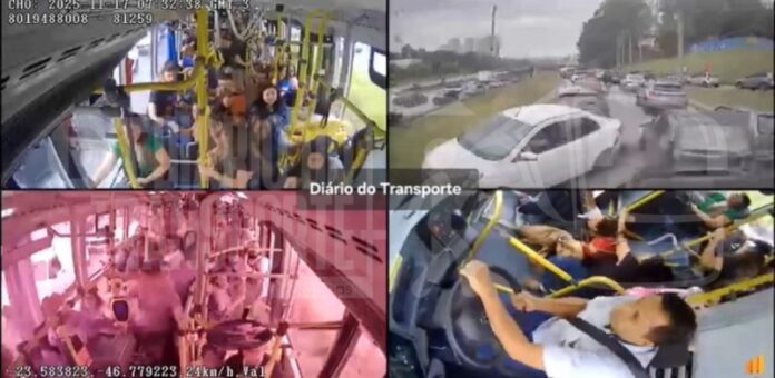Ônibus da Transpass atinge múltiplos veículos e colisões na Rodovia Raposo Tavares deixam diversos feridos nesta segunda-feira (17)