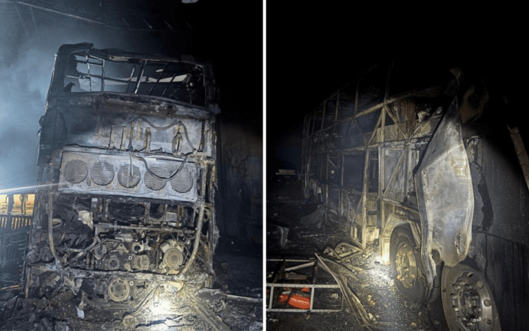 Incêndio em galpão de Goiânia (GO) destrói ônibus utilizado por músicos