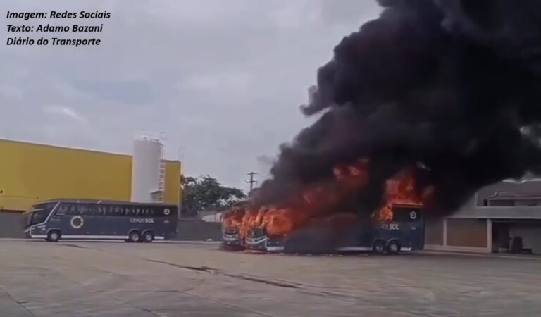Incêndio destrói ônibus da empresa Cidade Sol dentro da garagem na Bahia