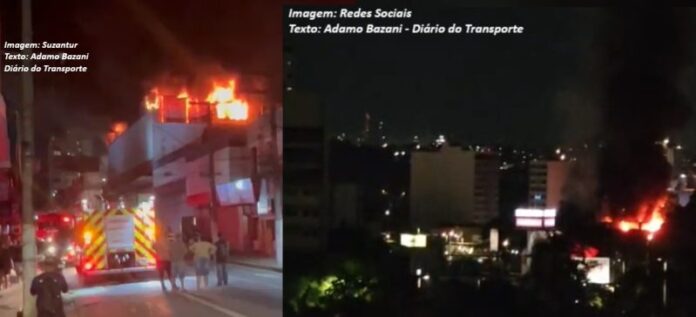 Incêndio de grandes proporções em Armarinhos em Santo André desvia rotas de ônibus e mobiliza Bombeiros nesta segunda (16)