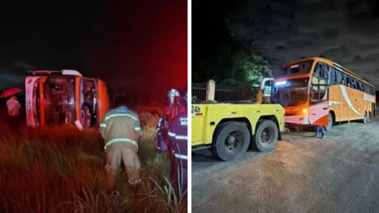 Ônibus da Real Maia (Laranja) é apreendido rodando todo quebrado depois de dois dias de se envolver em acidente que deixou 22 feridos, diz PRF
