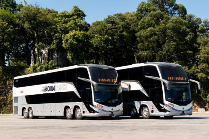 Águia Branca, em parceria com a Marcopolo, lança ônibus comemorativos que resgatam pinturas históricas