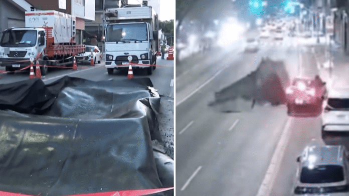 Cratera aberta após explosão na Rua da Consolação, no Centro de São Paulo, prejudica trânsito e linhas de ônibus nesta segunda-feira (02)
