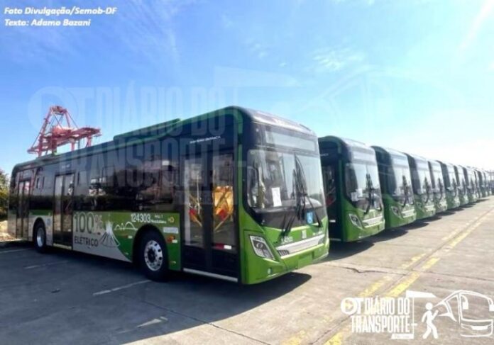 Ônibus elétricos chineses da Piracicabana, do Grupo Comporte, chegam em maio para o sistema do Distrito Federal. São 90 unidades