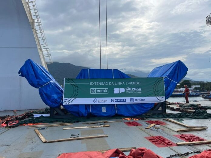 Segunda tuneladora da expansão da Linha 2-Verde do Metrô de São Paulo chega ao Brasil