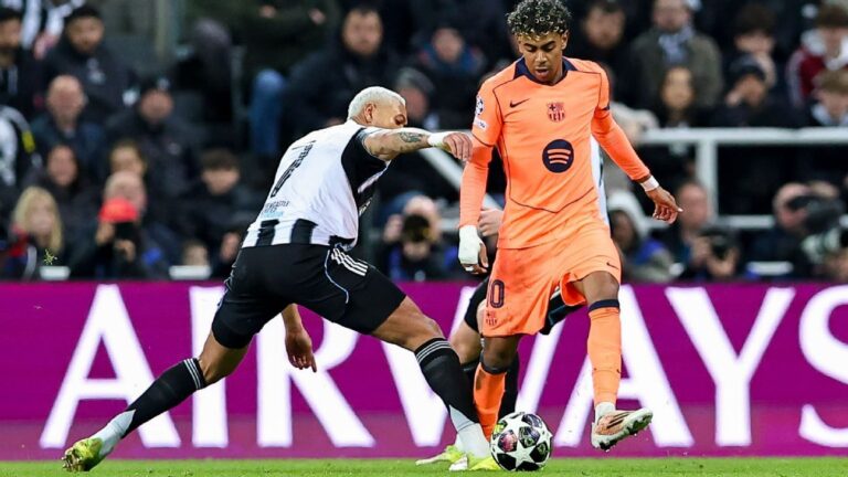 Yamal marca no último lance e Barcelona busca empate com o Newcastle na Champions League
