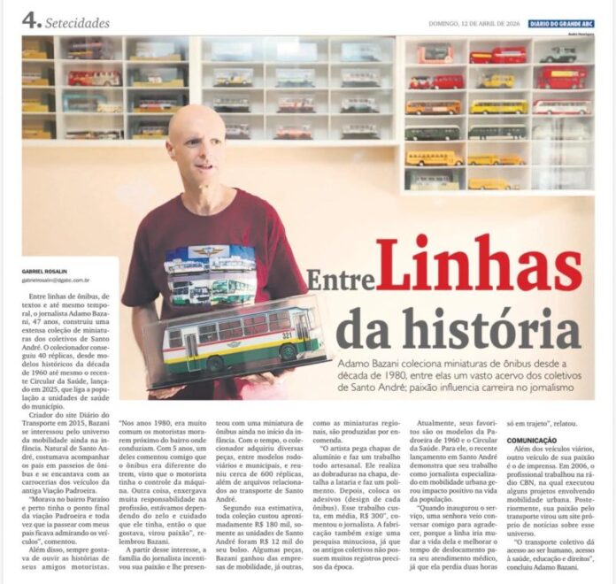Diário do Grande ABC destaca Diário do Transporte e colecionismo de miniaturas de ônibus