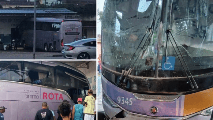Ônibus da Rota Transportes invade ponto de apoio rodoviário em Itambé (BA), deixando mortos e feridos nesta segunda-feira (06)