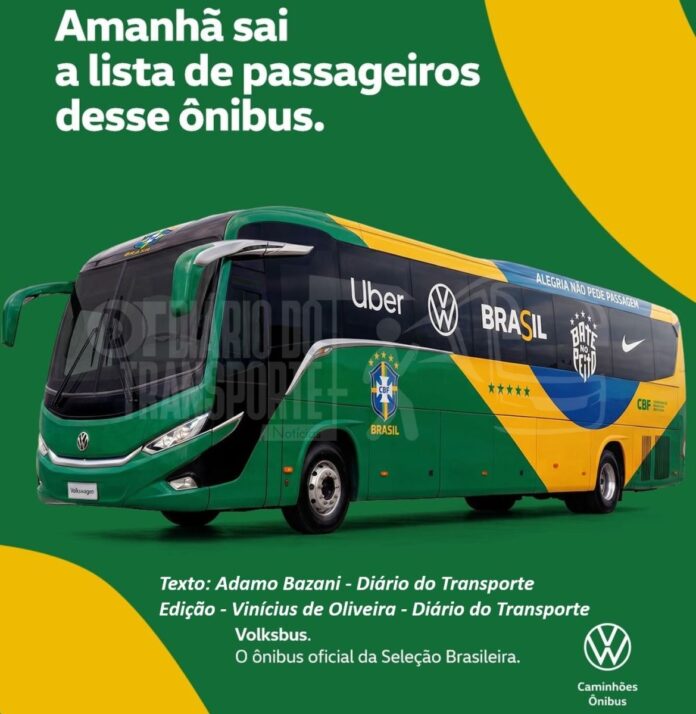Ônibus oficial da Seleção Brasileira de Futebol é novamente um Volksbus