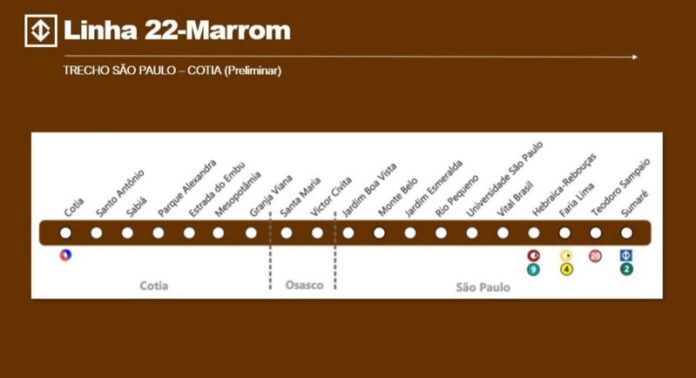 Condephaat aprova estudo da futura Linha 22-Marrom do Metrô entre São Paulo, Osasco e Cotia